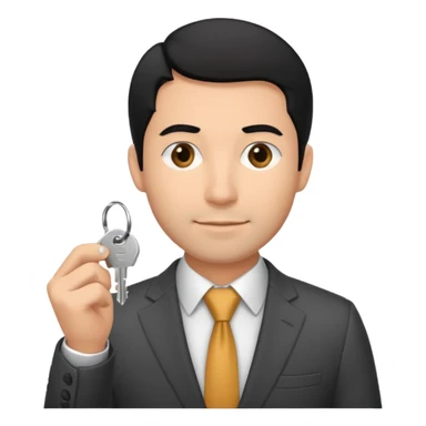 hombre de pelo negro con algo de canas y un poco de baraba comprando  una casa sticker