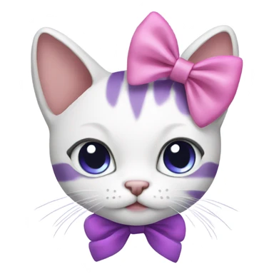  cat with purple short hair and pink bow sticker