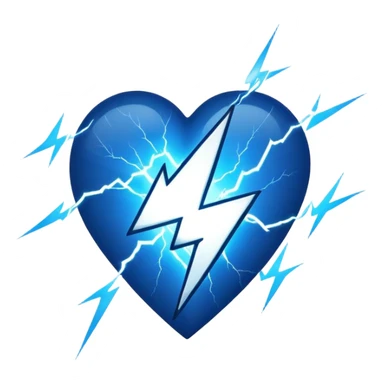 Black heart with a blue lightning strike pattern across it  sticker
