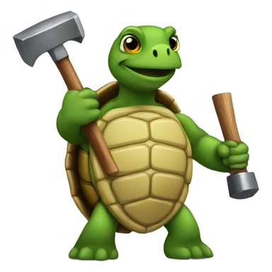 turtle holding a hammer sticker