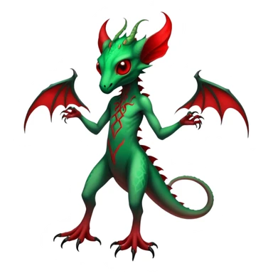 Cool Edgy Green Red ethereal eldritch badass Fionbri-Vernid-Trico-animal-creature full body sticker