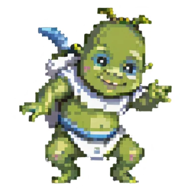 baby Shrek spinning while dancing sticker