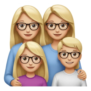 je voudrai un emoji d'une fille aux cheveux longs et blonds avec des lunettes en FAMILLE sticker