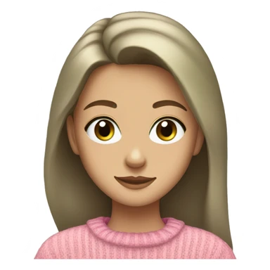 a 16 year old girl with light brown hair and gray green eyes in a pink sweater sticker