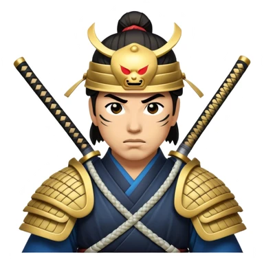 Cinematic Realistic Samurai Pop Culture Emoji, depicted with a noble, stoic portrayal of a samurai warrior rendered with crisp detail and dramatic, traditional lighting. sticker