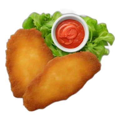 two schnitzel without a plate with some salad next to it sticker