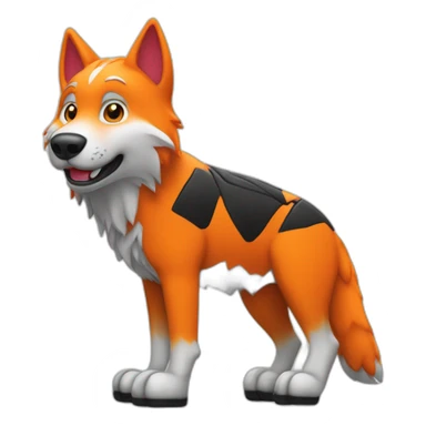 Mascotte de loup soccer en orange et noir sticker