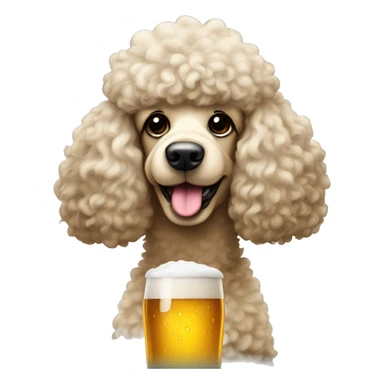 a poodle with one fountain of hair on its head and a glass of beer sticker