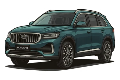 Изометрическая модель машины Geely Monjaro, слегка мультяшная стилистика, прозрачный фон sticker