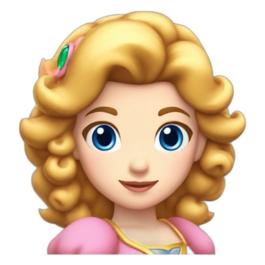 Princess Peach from Super Mario and she has curly brown hair and blue eyes sticker