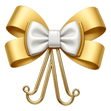 one gold paper clip with a white bow in the middle sticker
