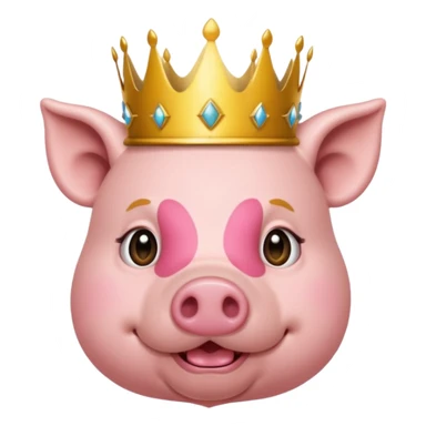 A pig with a crown sticker