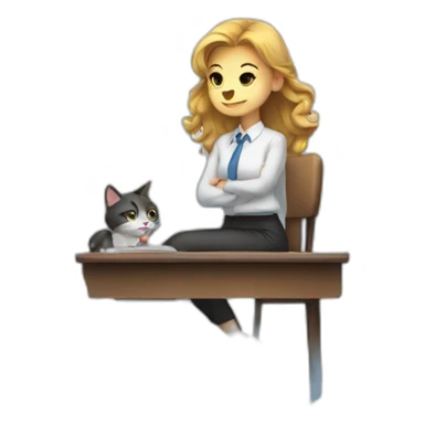girl cat secretary sitting on top of the cloud sticker