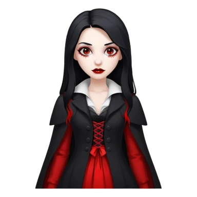 Women Vampire with black & white coat dress and eyes should be red with blood sticker