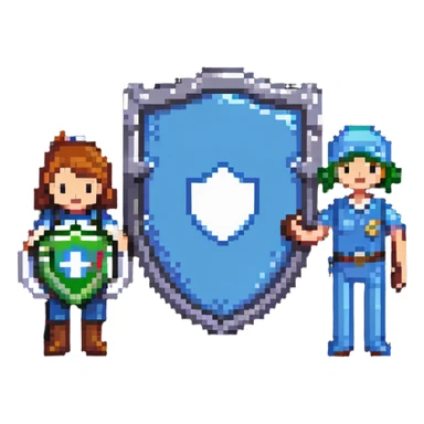 tech support shield with phone icon and friendly helper character sticker