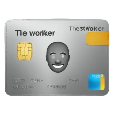 grey credit card with inscription "the best worker" sticker