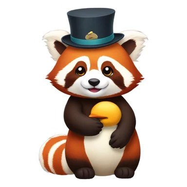 Red panda wearing duck hate sticker