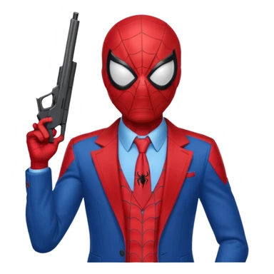spiderman holding a gun to the side of his head sticker