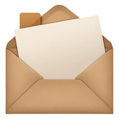 blank greeting card open with brown envelope next to it sticker