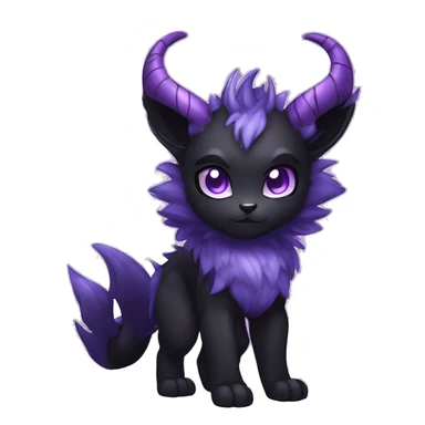Anthro-Edgy-Black-Purple-Contrast-Colors-Fantasy-Fur-Sona-Chibi-Shiny-Fakémon-Hybrid with horns full body sticker