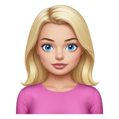 Maggot Robbie with blue eyes, long blonde hair, pink outfit sticker