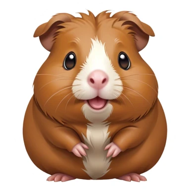 Cinematic Comical Brown Guinea Pig Portrait Emoji, Head tilted dramatically with an exaggeratedly amused expression, featuring a sleek brown coat with a naturally scrunched little face, wide, expressive dark eyes filled with playful disbelief, Simplified yet hilariously expressive features, highly detailed, glowing with a slightly sassy glow, high shine, dramatic yet playful, stylized with an air of cheeky mischief, bright and endearing, soft glowing outline, capturing the essence of a spirited and over-the-top guinea pig, so meme-worthy it feels like it could side-eye its way into internet fame instantly! sticker