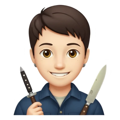 Smiling, holding a knife, emoji  sticker