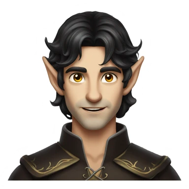 dark hair male elf fantasy sticker
