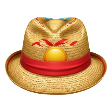 Straw hat with red band sticker