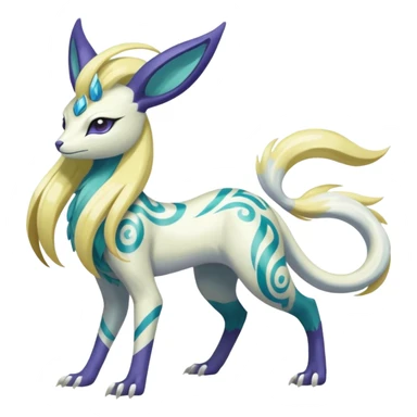 Tropical Tiny Marked Patterned Tribal Shiny Albino Painted Oriental Asian Patterned Tropical Exotic Toxic Suicune-Meloetta-Renamon-Absol-fusion-hybrid-creature (full body) sticker