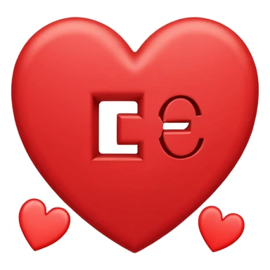 Small broken heart emojis around the letter E sticker
