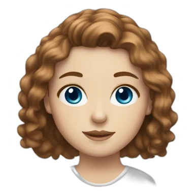 A white girl with blue eyes and brown wavy hair sticker