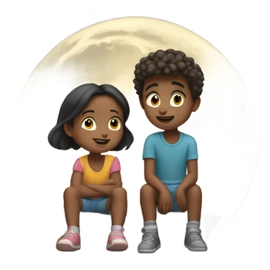 Moon gazing brother & sister sticker