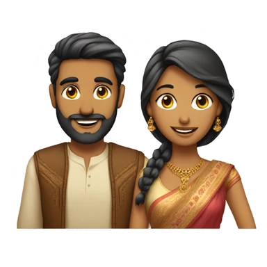 Indian couple - male has a beard, fair complexion, pretty smile ; female has gorgeous sharp features  sticker