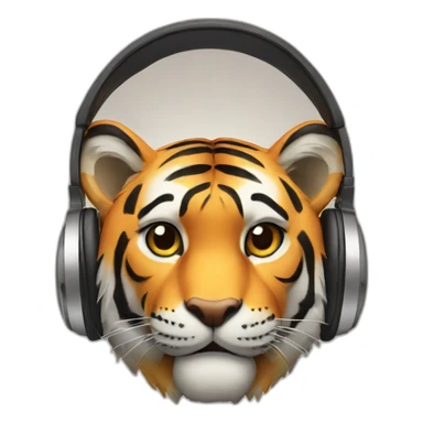 tiger with headphones sticker