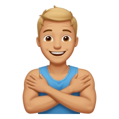 arms crossed holding neck laughing guy  sticker