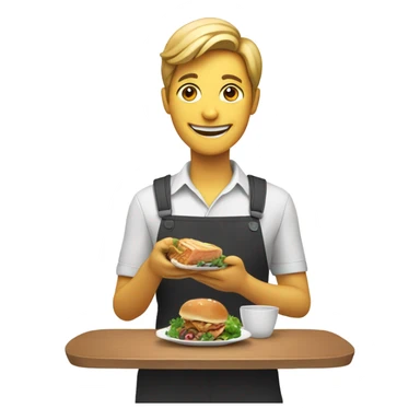 smiling person smartphone showing food sticker