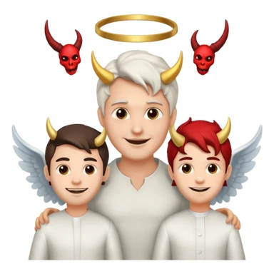 create a angel and devil in one man emoji  sticker