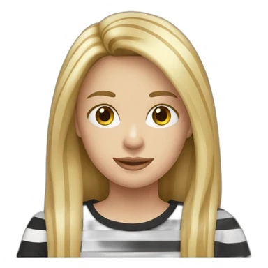 blond woman long hair black stripy t-shirt sticker