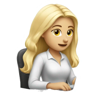blonde girl studying with PC sticker