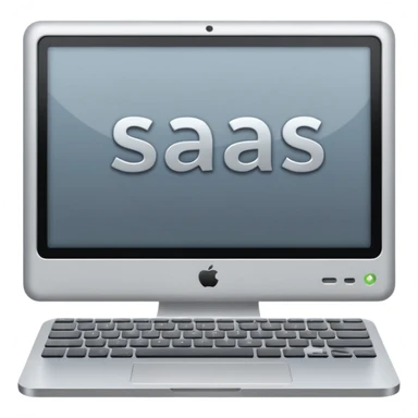 technical looking computer with text "SaaS" sticker