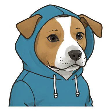 dog wearing a hoodie sticker