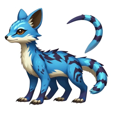 Rare realistic exotic edgy epic pretty beautiful handsome gorgeous aesthetic colorful vibrant Vernid-Trico-species-Fakemon-creature by LiLaiRa, 4 legs, 1 tail, random markings, (full body) sticker