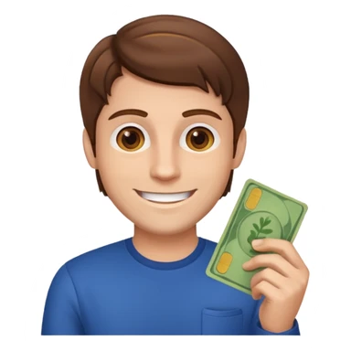 Man brown hair happy cashback sticker