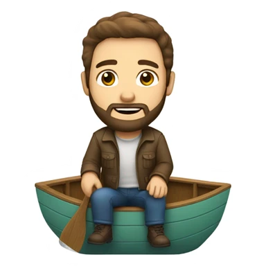 Brown hair man with beard on a boat sticker