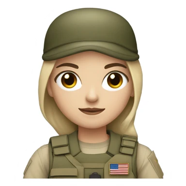 White, Brown eyed girl in army gear with weapon sticker