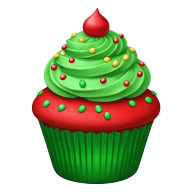 glitter red and green cupcake sticker