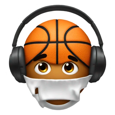 Basketball with a face and headphones  sticker