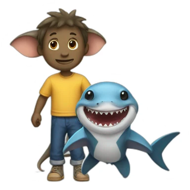 rat and shark friends sticker