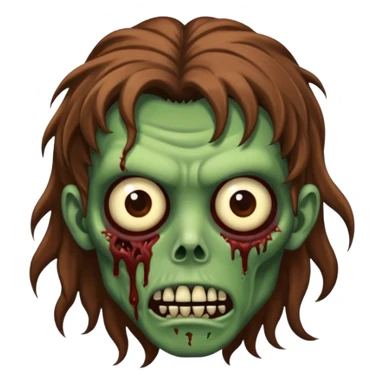 zombie com cabelo ondulado longo marrom e sem franja fofa sticker